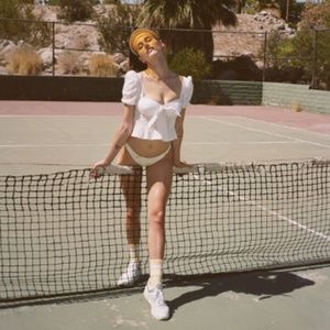 For Love and Lemons White Lacy Blouse